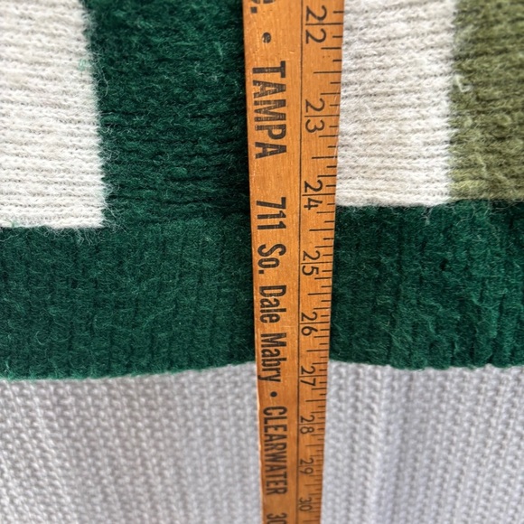 Vtg 60s Brent Montgomery Ward Cardigan Sweater Men S Green Striped Mohair Wool - Picture 10 of 10